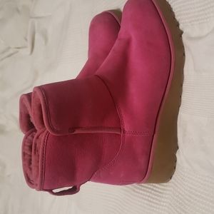 UGG Kristin Pink Winter Wedge Platform Shearling Boots 7.5